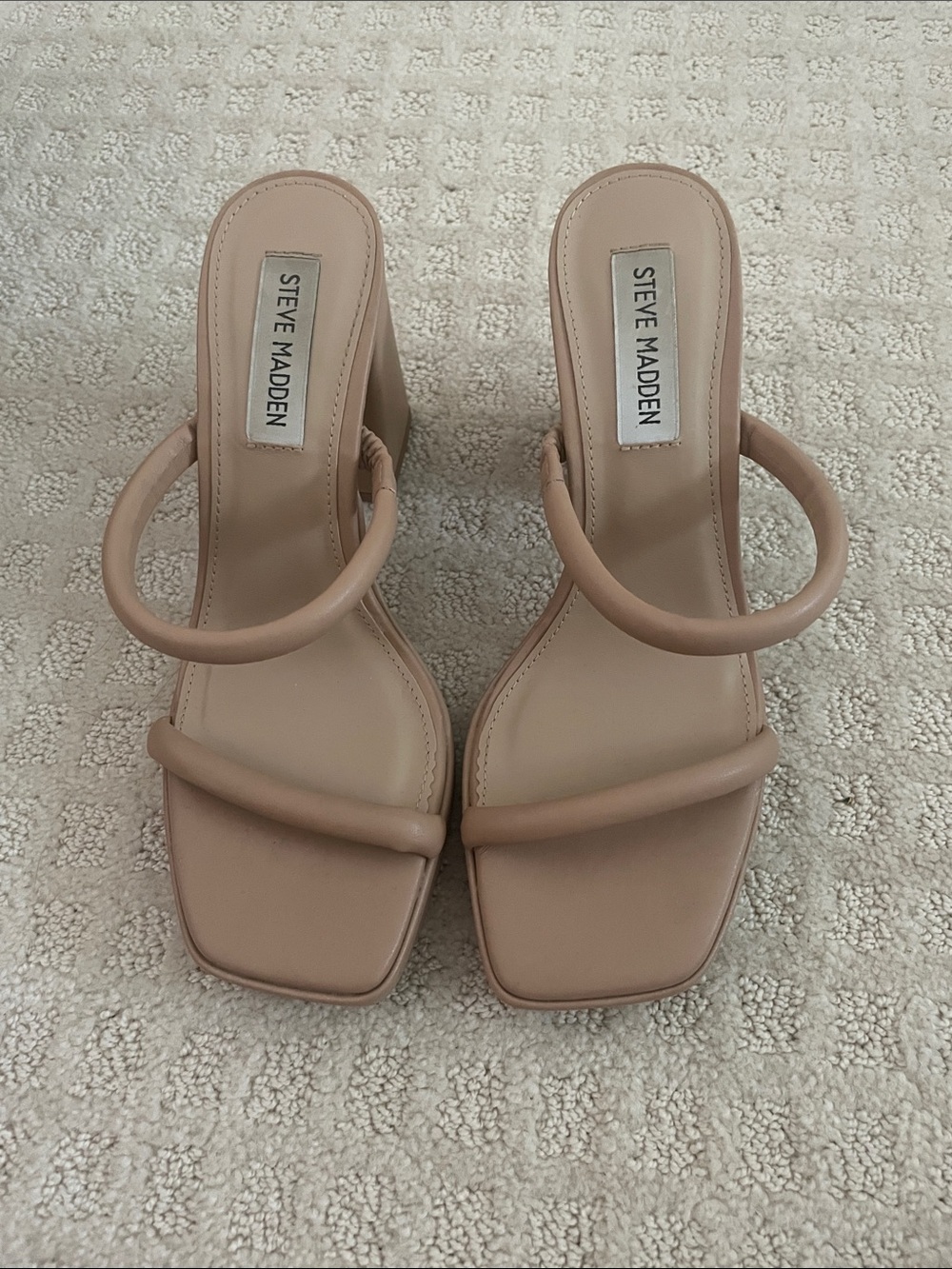Steve Madden Blush Nude Double-Strap Square-Toe Heels